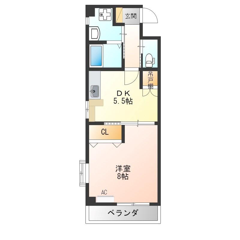 大通秀栄マンション(1DK/2階)の間取り写真