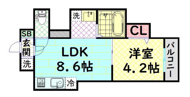 アトムハウスII号館(1LDK/2階)の間取り写真