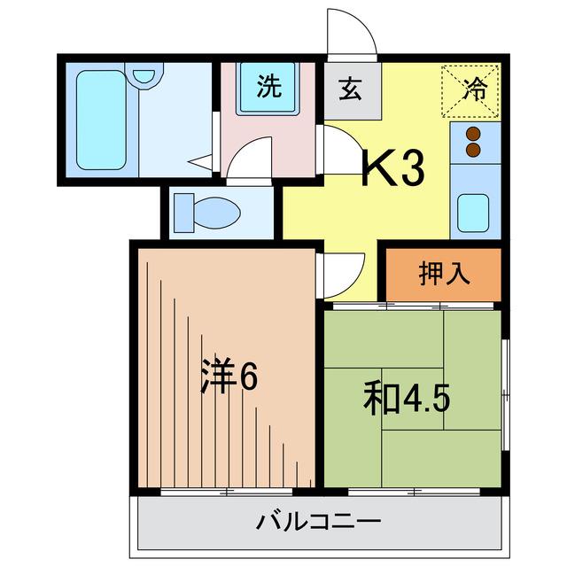 パパスハイム(2K/2階)の間取り写真
