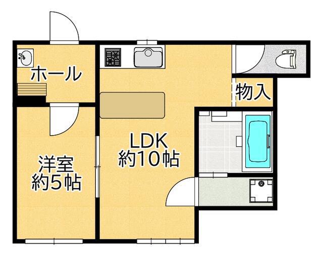 松尾ビル(1LDK/1階)の間取り写真