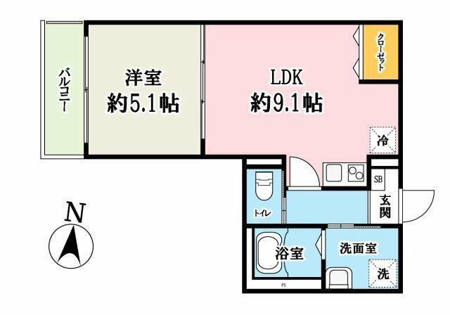 キャメル吉川美南 イースト(1LDK/1階)の間取り写真