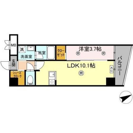 ロイジェント安謝新都心(1LDK/6階)の間取り写真