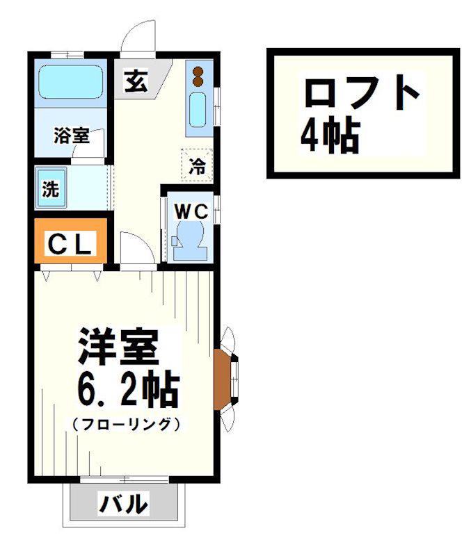 ガーデンパル(1K/2階)の間取り写真