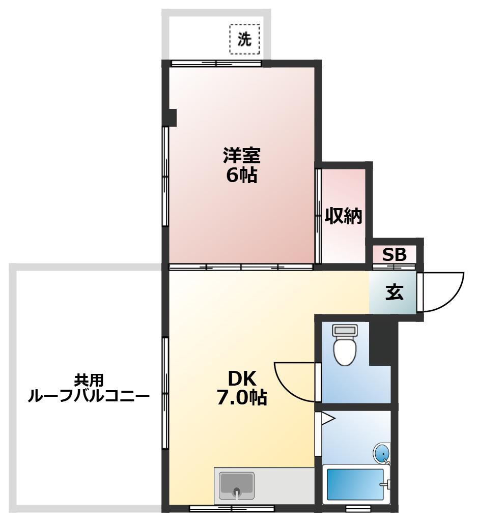 ハイツ三河屋(1DK/3階)の間取り写真