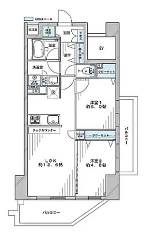 ディアハート小竹向原(2LDK/2階)の間取り写真