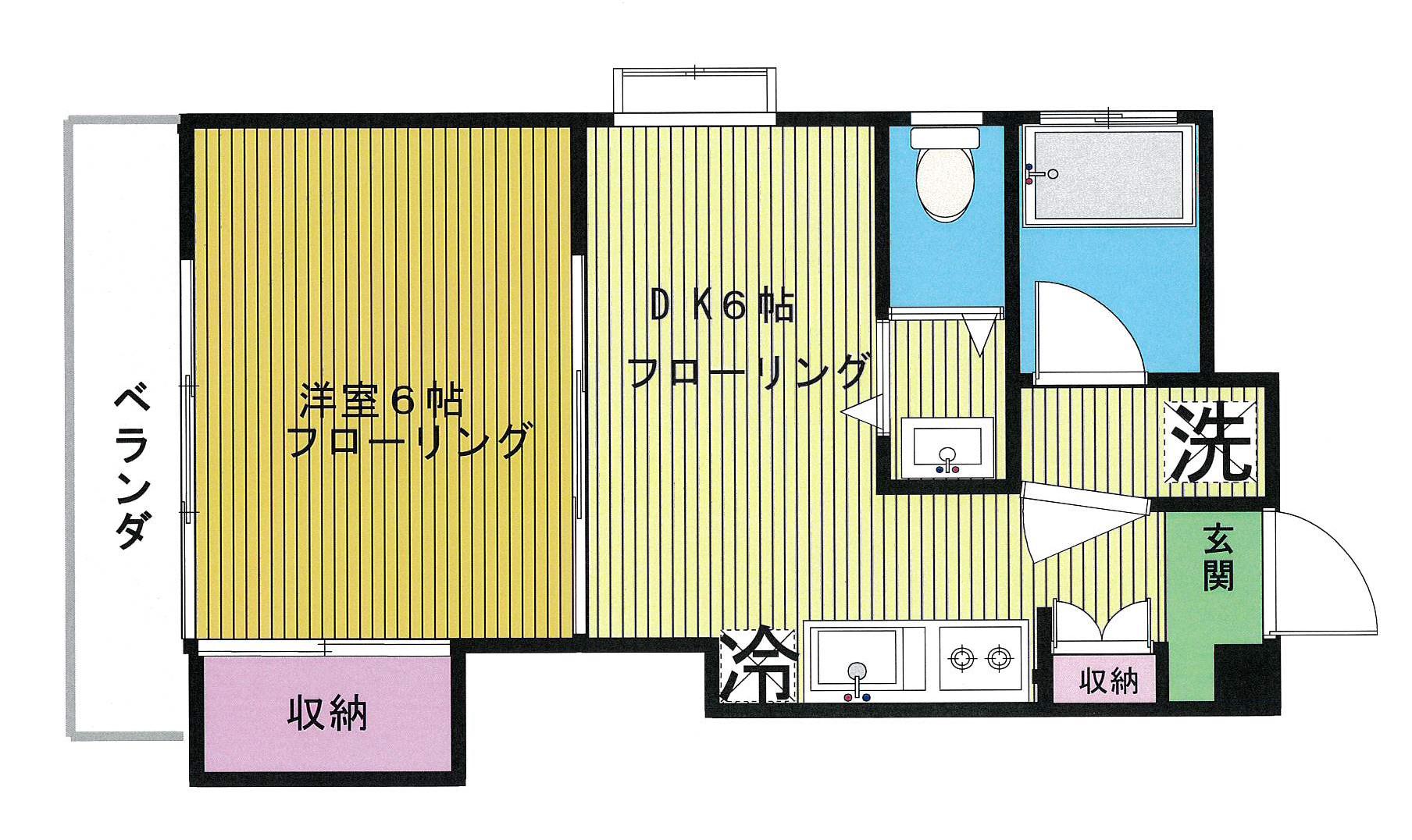 谷島ビル(1DK/2階)の間取り写真