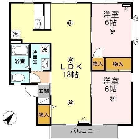 セジュールワイズ A・B棟(2LDK/1階)の間取り写真