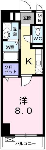 シェルティー南観音(1K/4階)の間取り写真