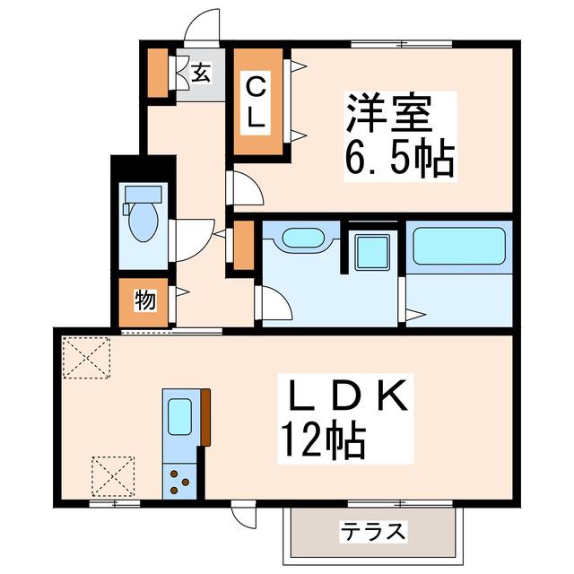 D-ROOM中原町(1LDK/1階)の間取り写真