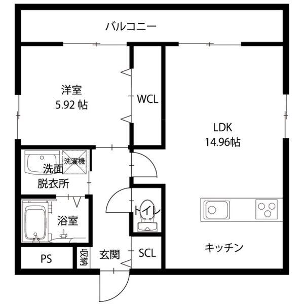 UNROOM(1LDK/8階)の間取り写真