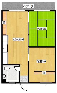 オーシャンパレス大平(2LDK/3階)の間取り写真