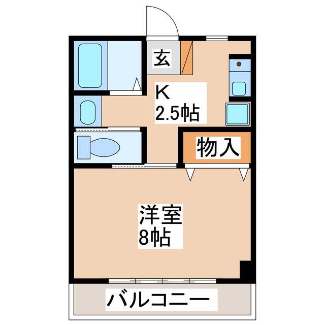 エヴァーグリーン中央(1K/2階)の間取り写真