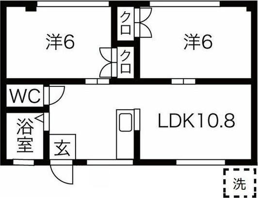 コーポおおくら(2LDK/3階)の間取り写真