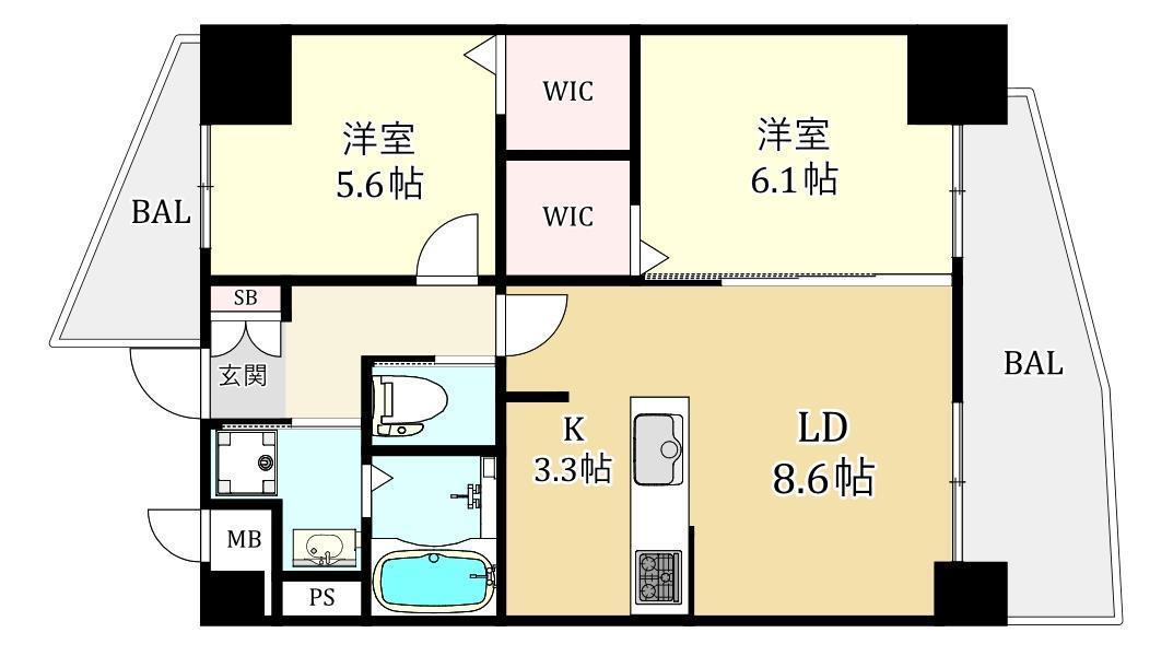 LA・CASA 白金(2LDK/3階)の間取り写真