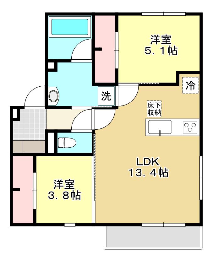 プレジール(2LDK/1階)の間取り写真
