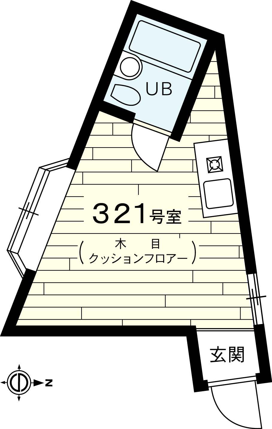 アーバンリゾート若林パート3(ワンルーム/2階)の間取り写真