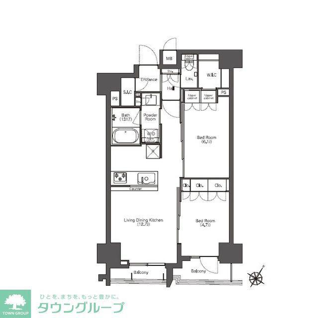 コンフォリア滝野川(2LDK/13階)の間取り写真