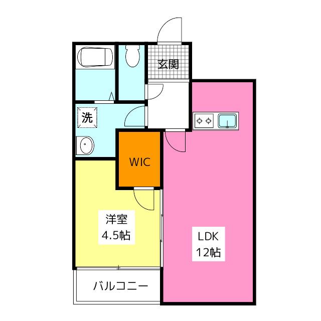 SUNMARK賀茂(1LDK/2階)の間取り写真