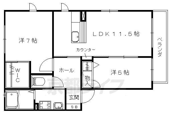 エバーグレース音羽III(2LDK/2階)の間取り写真