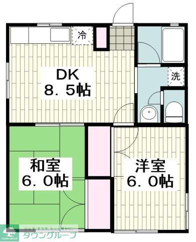 ワタナベハイツ(2DK/1階)の間取り写真
