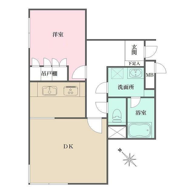 藤和シティコープ桜新町(1LDK/1階)の間取り写真