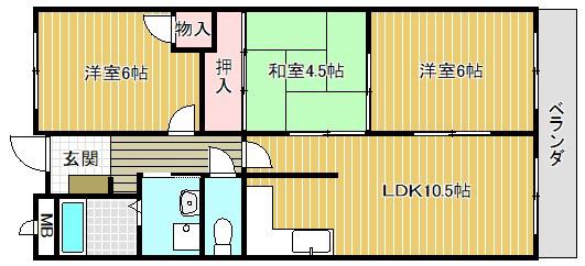 ファミールミクボ(3LDK/5階)の間取り写真