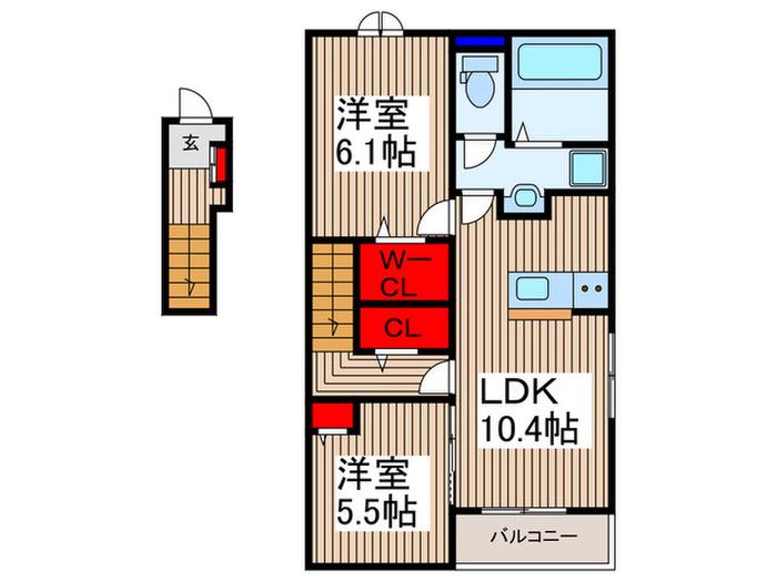 ブルームテラス(2LDK/2階)の間取り写真