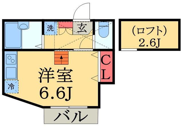 花園ヒルズ2(ワンルーム/2階)の間取り写真