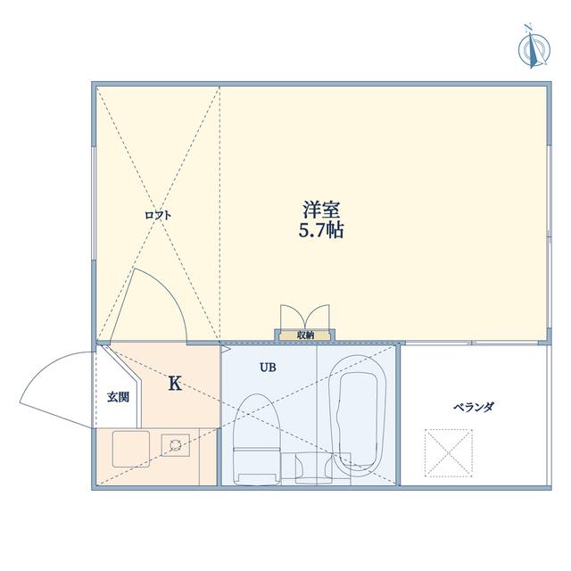 CASA LUNA高津(1K/1階)の間取り写真