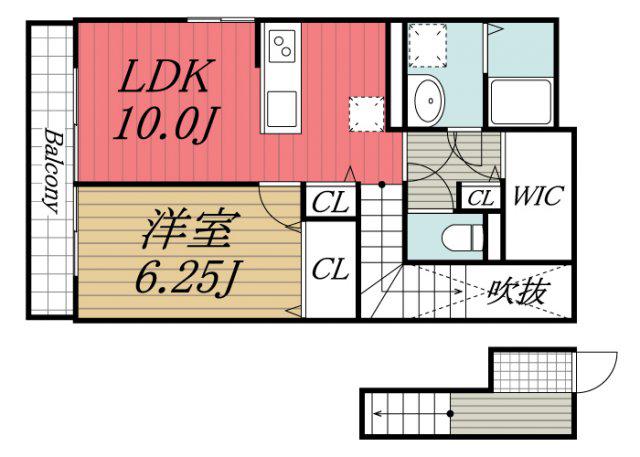 プリズム10番館(1LDK/2階)の間取り写真