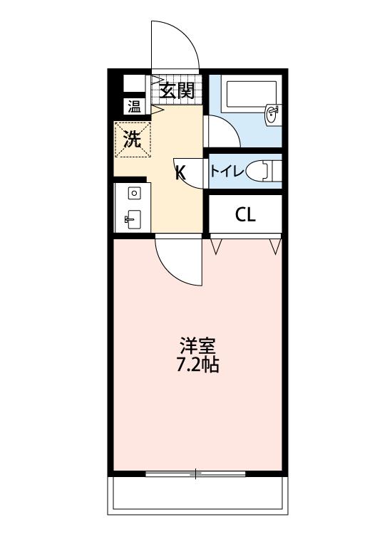 ジュネス福田C棟(1K/2階)の間取り写真