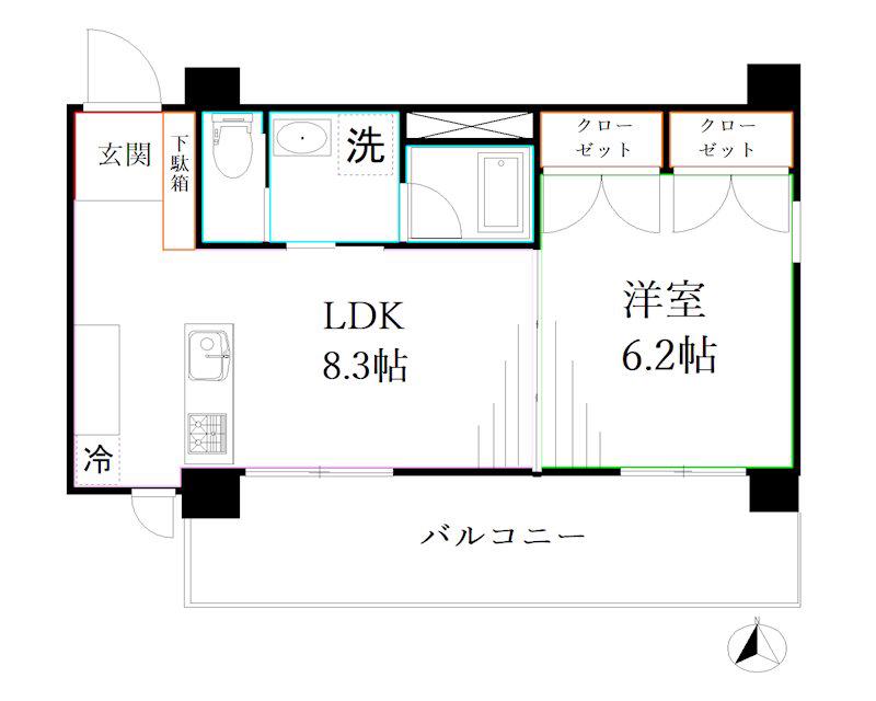 VIZAVI II(1LDK/2階)の間取り写真