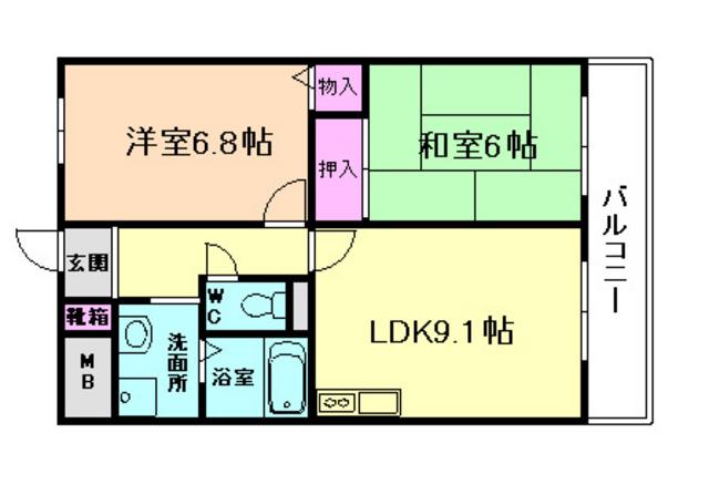 ラポール御幣島(2DK/2階)の間取り写真