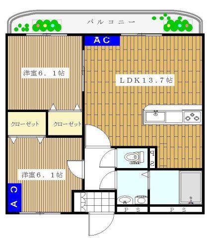 ハイツリーマンション(2LDK/2階)の間取り写真