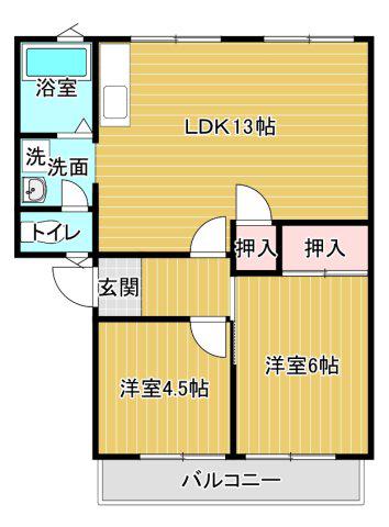 パインウッドヴィレッジⅤ(2LDK/2階)の間取り写真