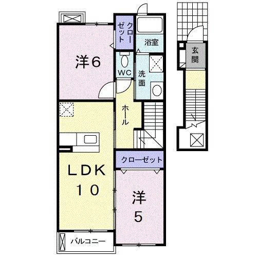サンタモニカ(2LDK/2階)の間取り写真