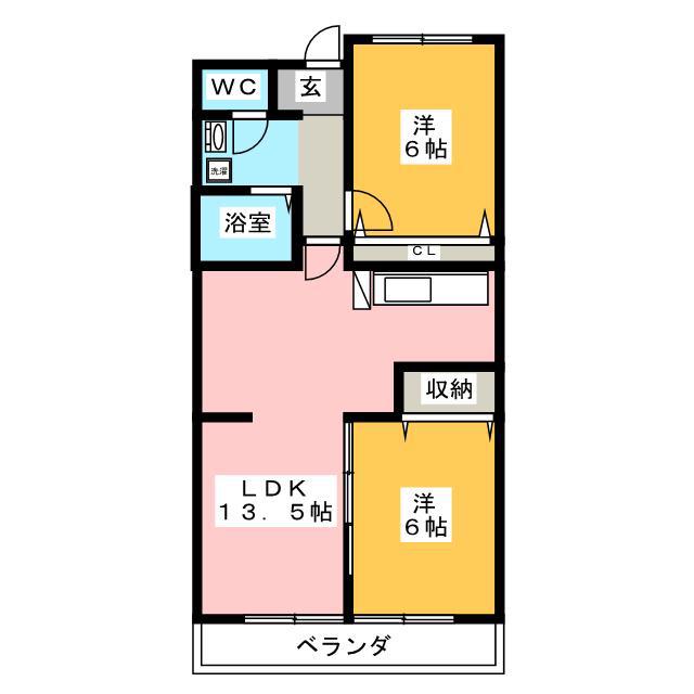 ルネス・フクミツ(2LDK/1階)の間取り写真