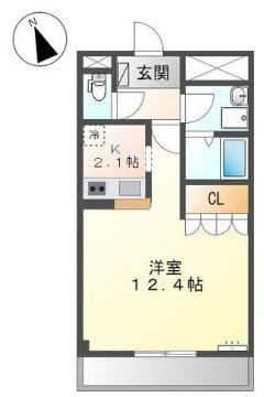 ルーエンビレッジ C棟(1K/1階)の間取り写真