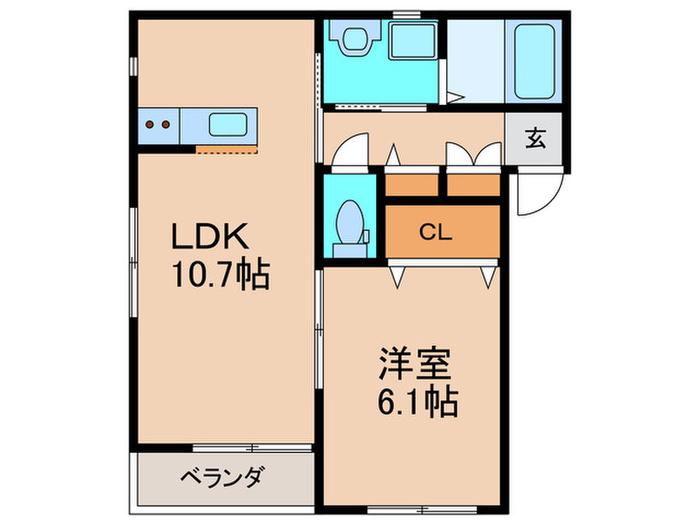 マーベル大山(1LDK/2階)の間取り写真