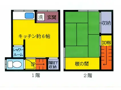 西武池袋線 椎名町駅 徒歩4分 2階建 築53年(1DK/1階)の間取り写真