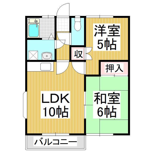 ホワイティー沙羅A棟(2LDK/2階)の間取り写真