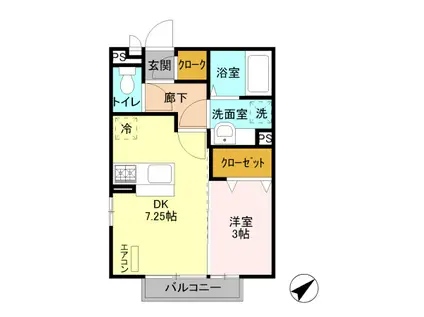 アイビス(1DK/2階)の間取り写真