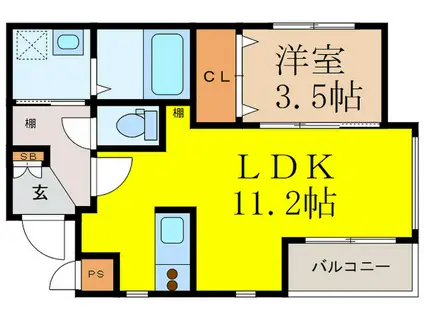 クレッシェンド清水(1LDK/3階)の間取り写真
