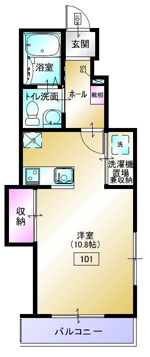 カーサ・ディオB(1K/1階)の間取り写真