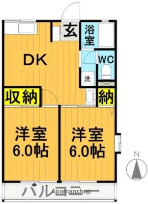 セレス壱番館(2DK/1階)の間取り写真
