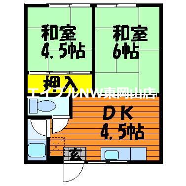 竜操コーポA(2DK/2階)の間取り写真