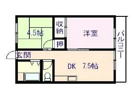 コーポタカミ(2DK/2階)の間取り写真