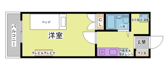 クローバー富士6号館(1K/2階)の間取り写真