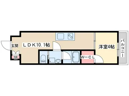 リビー東三国(1LDK/8階)の間取り写真