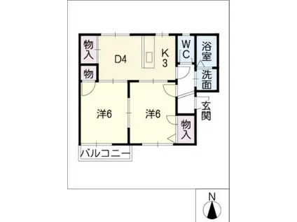 フレグランスヤナギ(2DK/2階)の間取り写真